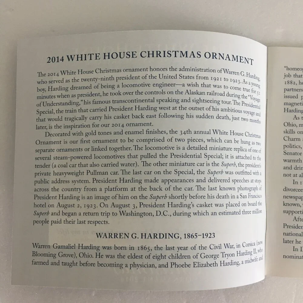 2014 White House Historical Association Christmas Ornament Train NEW!